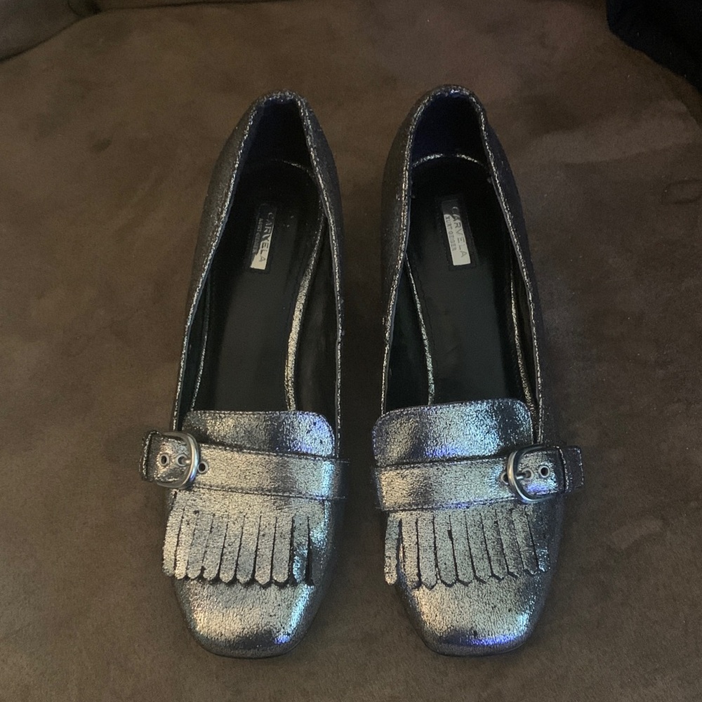 Shimmering Silver Women's  block heel flats Carvela 39